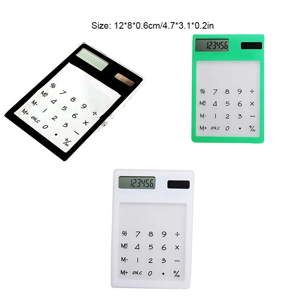 Multi Colors Transparent Touching Screen Energy Saving Solar 8 Bit Display Mini Calculator