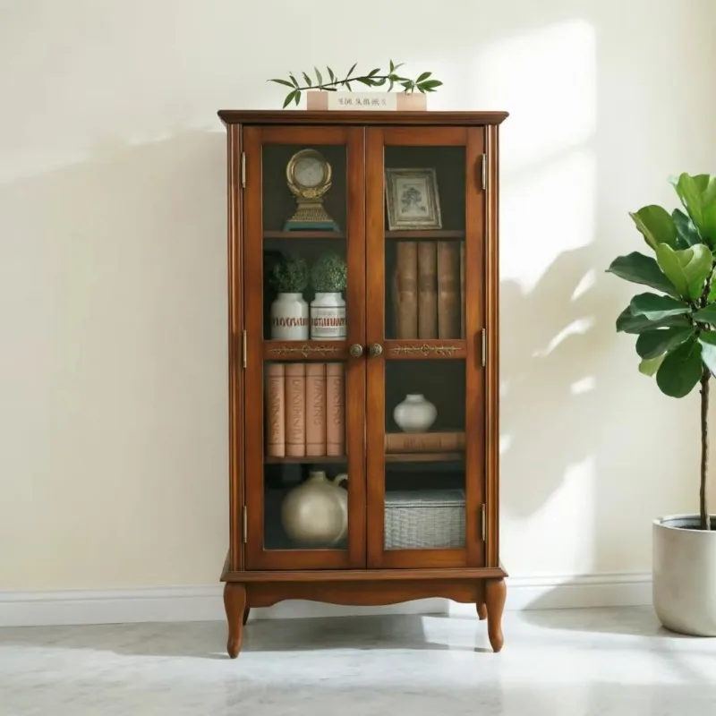 Nordic Retro Luxurious Minimalist Wooden Display Cabinet with EU CE Certification for Hotel  Home and Villa Storage Cabinets