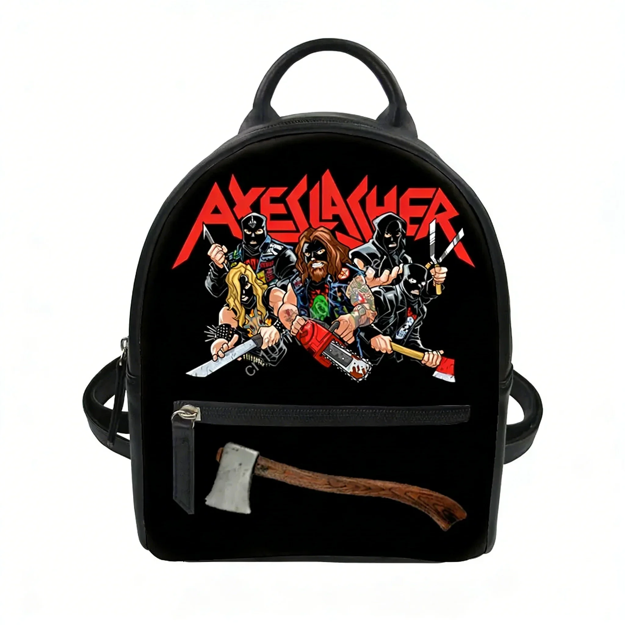 

Axeslasher Metal Rock Band Custom Mini Small Backpack Purse Carter Schoolbag Double Shoulder Bag Mini Daypack Leather Travel Bag