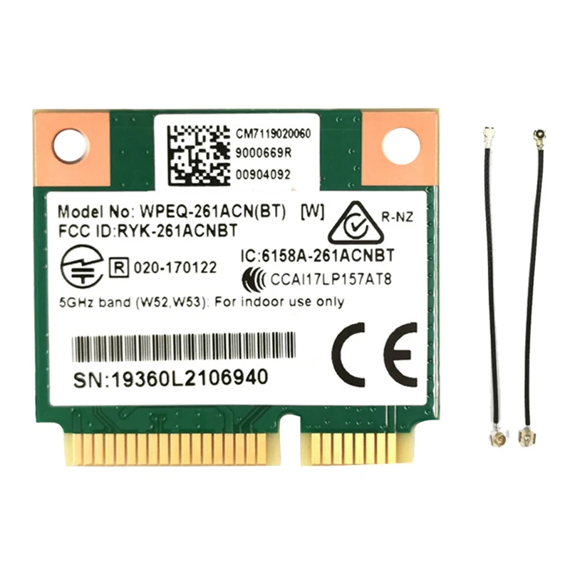 

QCA6174 WPEQ-261ACN(BT) WIFI Card+IPEX4 To IPEX1 Cable 802.11AC 867M QCA6174 Bluetooth 4.2 WIFI 5 Mini Pcie Card