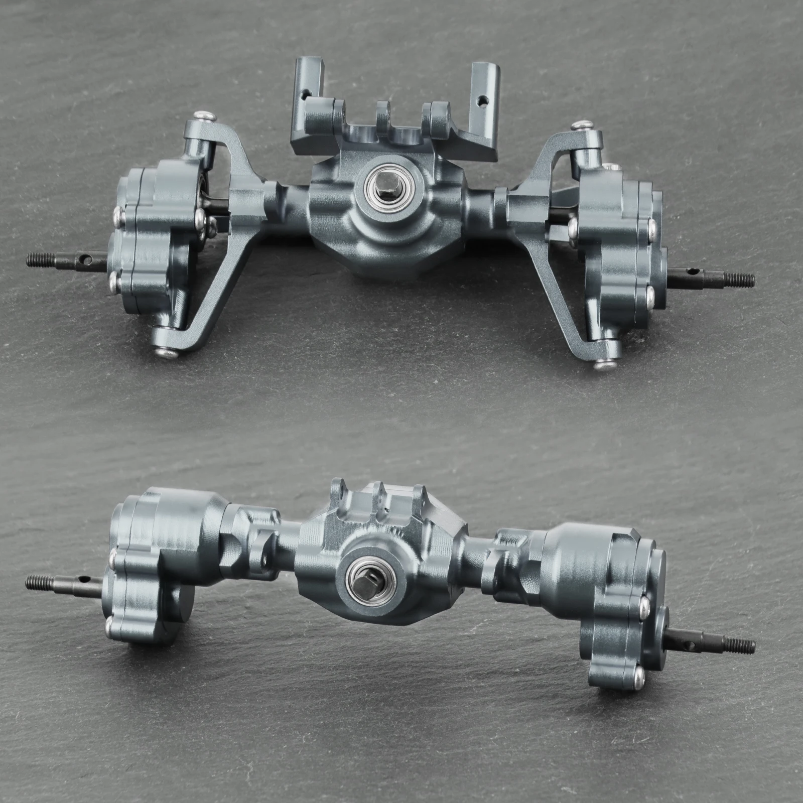 مجموعة محاور البوابة الأمامية والخلفية من الألومنيوم DashRC مع تروس فولاذية، وحامل مؤازر، وصلات توجيه لزاحف الصخور Redcat Ascent18 RC