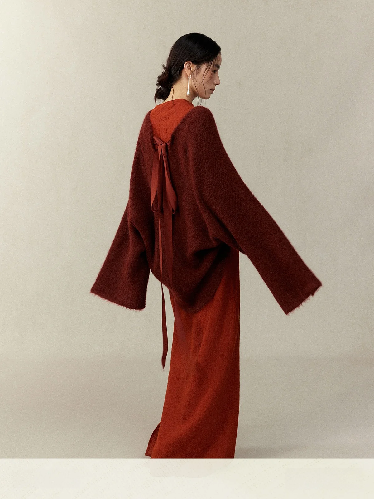 

MURMURMI Spring Capsule Series Wedding Dr New Chinese Sle Morning Robe Wine Serving Costume Women's Knitted Wool Sweater