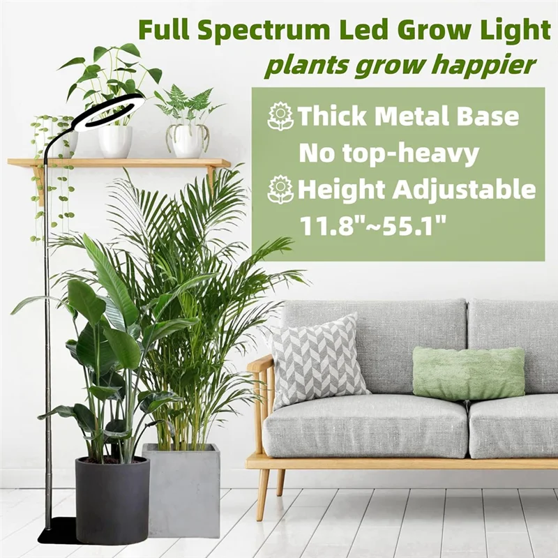 160Mm Full Spectrum 72LED Dimmable Plant Grow Light Full Spectrum Plant Light Plant Fill Light 3 Dimmable Modes Timer White-AB09