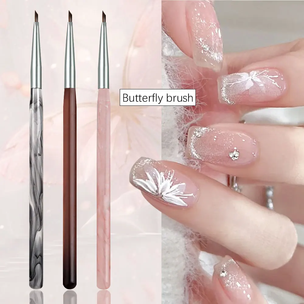 Pennello per nail art francese Lucidatore per unghie gel professionale acrilico Fiore Farfalla Pittura Disegno Strumenti per manicure per accessori per unghie