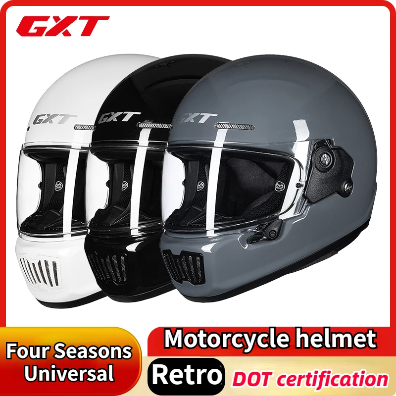 

GXT Motorcycle Full Helmet Men Personality Cool Motorcycle Women's Cruise Vintage Helmet All Seasons Universal Dot Certification