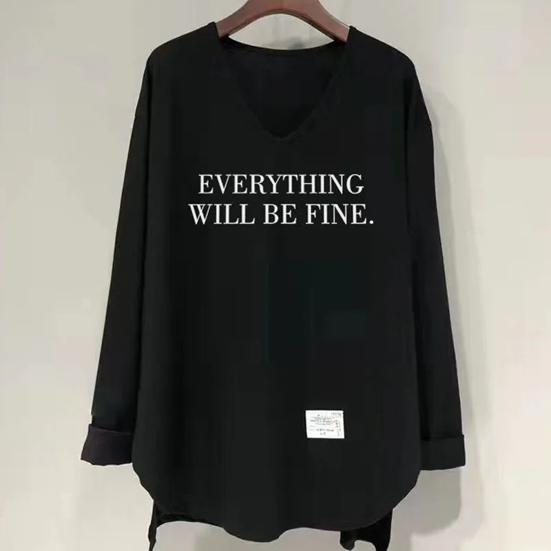 2023 New Spring Fashion Trend Split V-Neck Fold Loose Large Solid Color Versatile Simple Casual Western Style Fat Sister Top