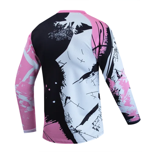 Imagen 2 del producto Camiseta rosa para moto de cross, camiseta de Motocross para niños, camiseta juvenil para motocicleta todoterreno, camiseta para niñas DH mtb BMX, camiseta de ciclismo de manga larga