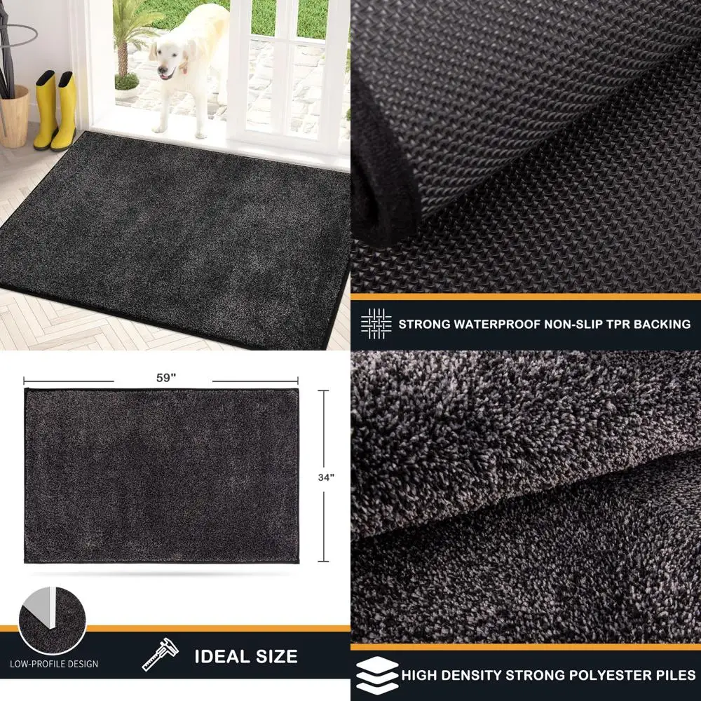 

Впитывающий дверной коврик 34 x 59 — нескользящий, можно стирать в машине, скребок для обуви, удобный входной коврик для домашних животных