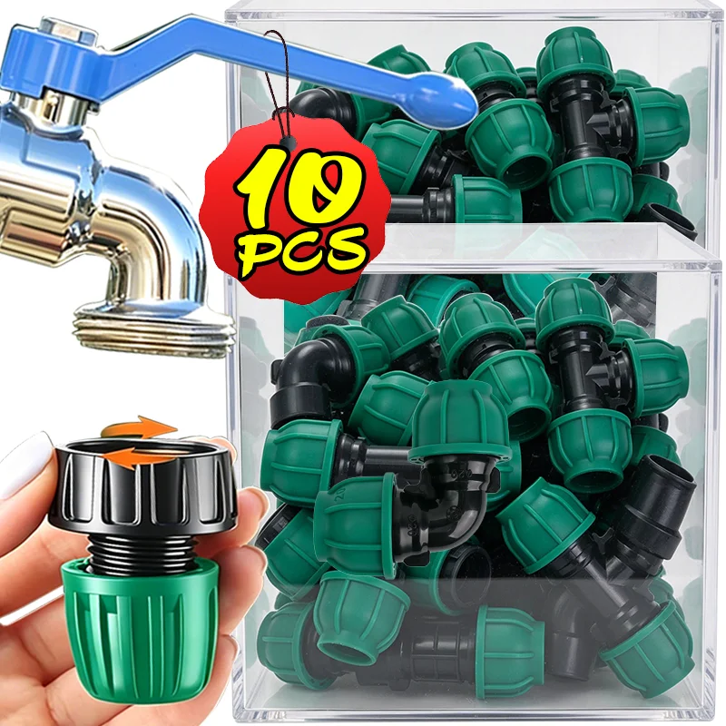 10-1PCS PP Water Pipe Quick Connector Easy Install Locking Double Gasket Seal Leak Proof Versatile Home Irrigation Hose Fitting