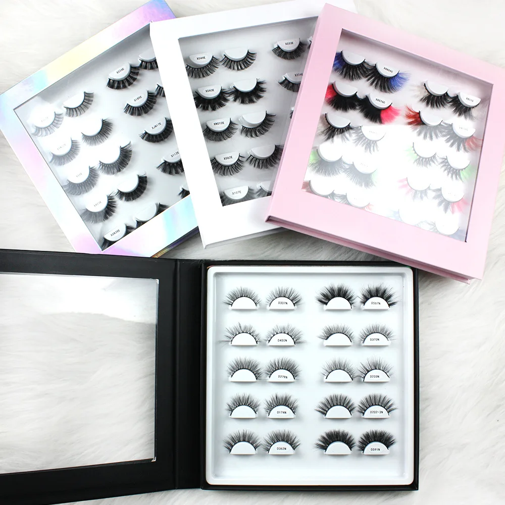 Wholesale Flip Cover Magnetic Boxes for 10 Pairs Eyelash Books 10-pair Mink Eyelashes Packing Box Case Customs Makeup customize