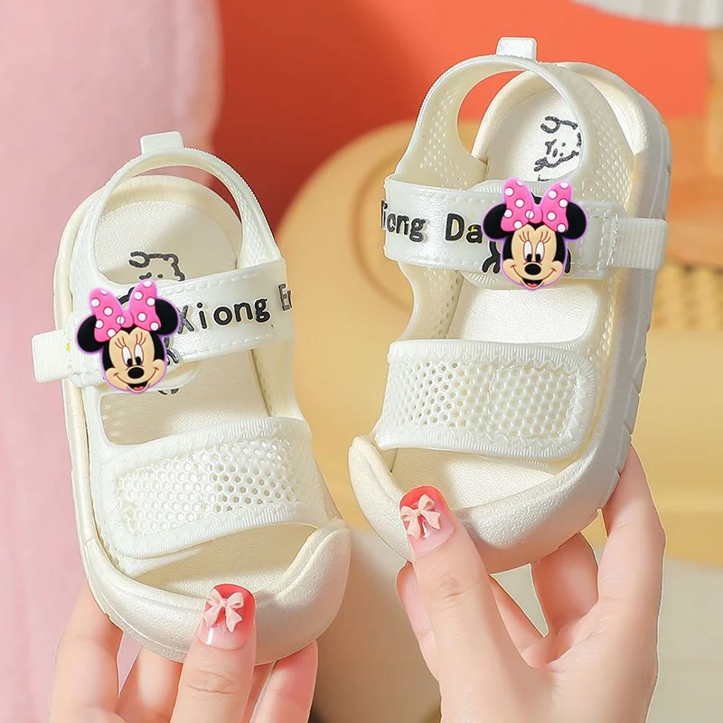 

Пляжная обувь Disney Minnie, обувь для малышей, детские нескользящие сандалии с Микки Маусом, мягкая летняя новая дышащая обувь для мальчиков и девочек