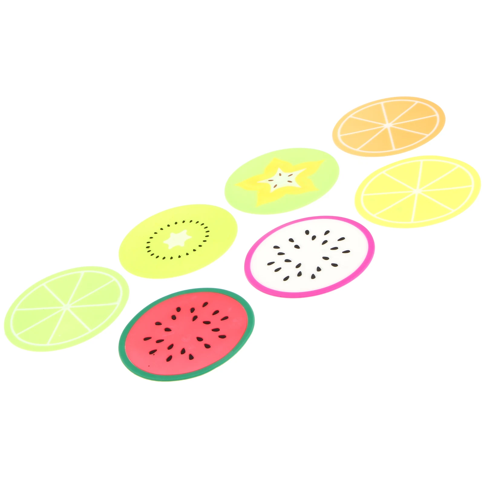 

14 Pcs Silicone Coasters Cup Mats Non Slip Heat Resistant Fruit Patterns Table Protection Home Cafe Restaurant