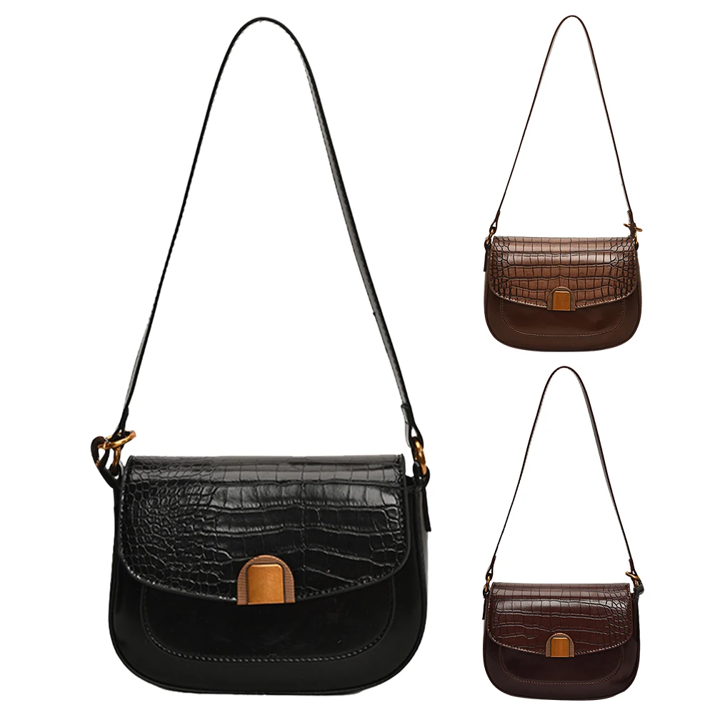 

Small Shoulder Bag for Women Adjustable Strap Handbag PU Leather with Buckle Closure Underarm Bag Solid for Work Travel