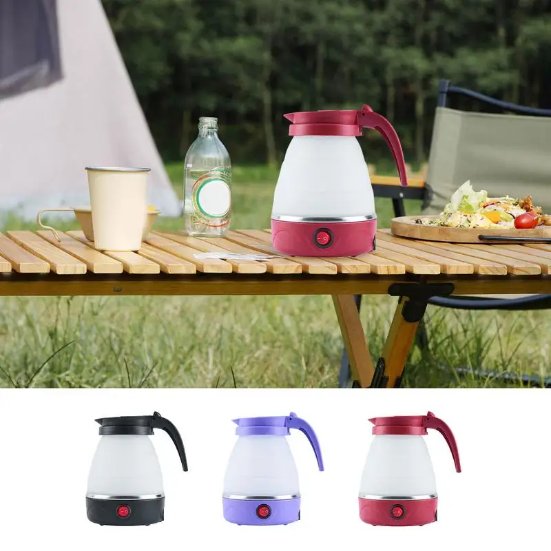 Travel Folding Kettle silicone Stainless Steel Electric kettle Outdoor Camping Portable Compression Kettle Automatic power off