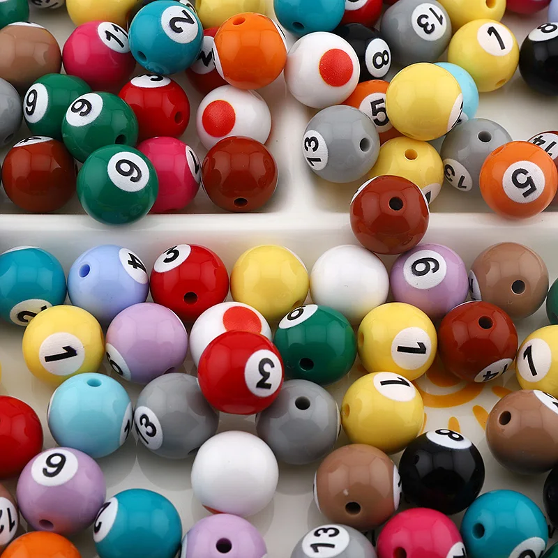 10Pcs Billiard Ball Loose Beads for Bracelet Jewelry Making DIY Game Sports Necklace Beaded Random Colored Numbers Bead