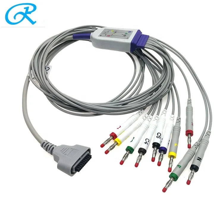 Compatible Edan SE-1515 DX12 Holter ECG Patient Cable 10 Lead Banana 4.0 20Pin