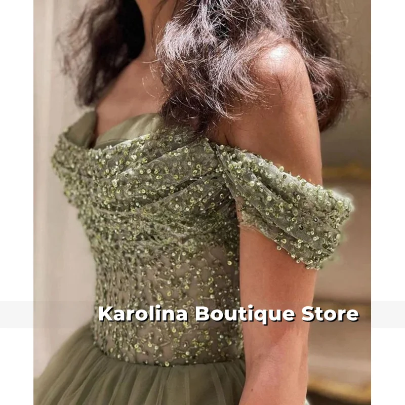 فستان حفلة موسيقية أخضر للنساء مصنوع يدويًا ترتر فاخر أنيق فاخر مخصص رداء المشاهير #3