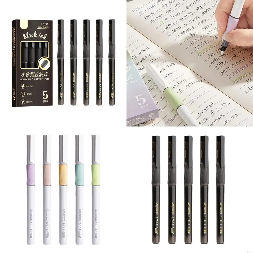 

LXAA 5pcs Roller Ball Pen 0,5 мм наконечник иглы для написания записей с ведением журнала