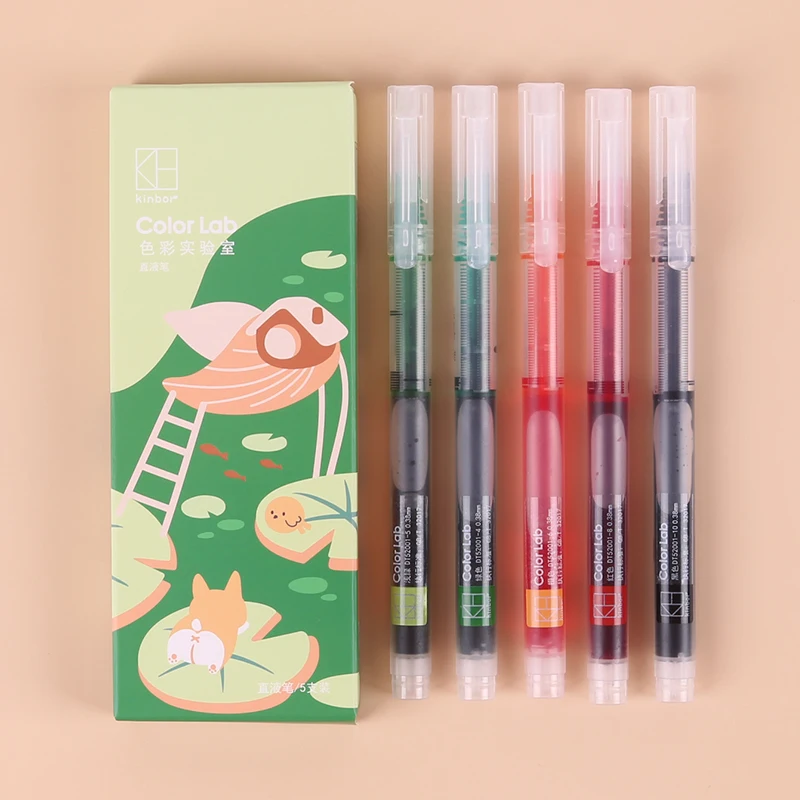 كينبور سريعة الجافة مستقيم السائل القلم المياه القائمة أقلام مع الأساسية الداخلية الحلوى اللون 0.38 مللي متر الحبر محايد القلم الإبداعية رسمت باليد