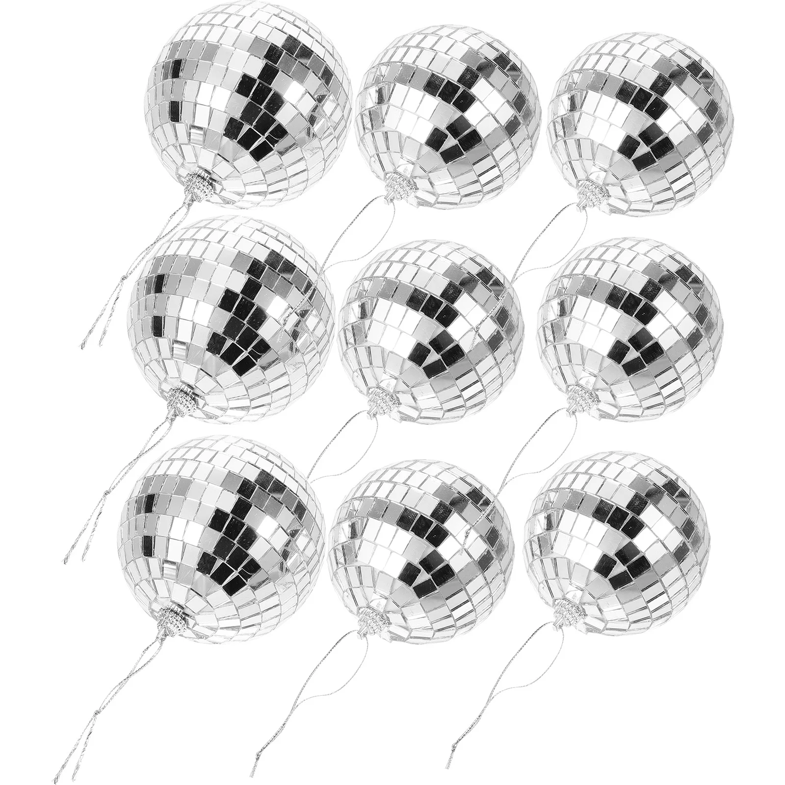 

9pcs Hanging Disco Mirror Ball Plastic Party Decoration For Wedding Birthday Christmas Tree Mini Silver Disco Balls Reflective