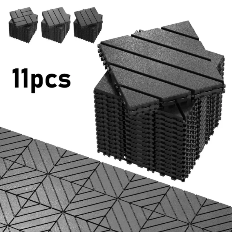 11pcs 30x30cm Interlocking Outdoor Flooring Wood Grain Deck Tiles-UV-Resistant & Waterproof for Patio Poolside & Balcony Garden