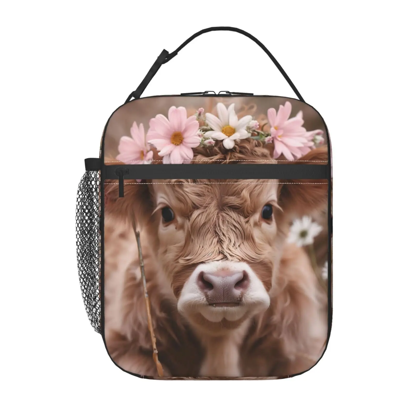 

Floral Cow Lunch Box for Women Men Insulated Lunch Box Reusable Lunch Bag for...