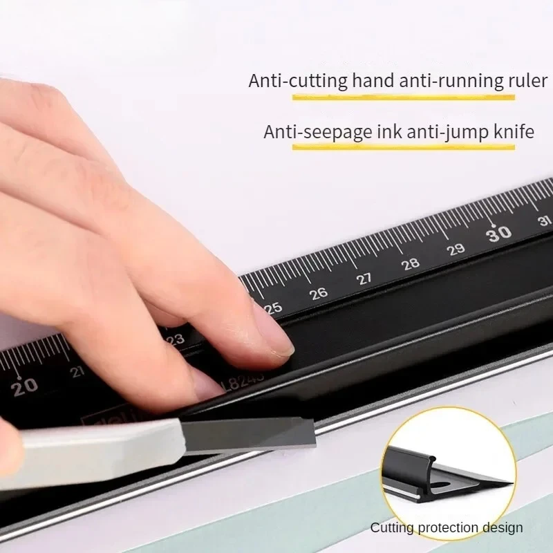 Delightful protective ruler aluminum alloy anti slip and anti cutting hand T-shaped advertising ruler anti deviation and cutting