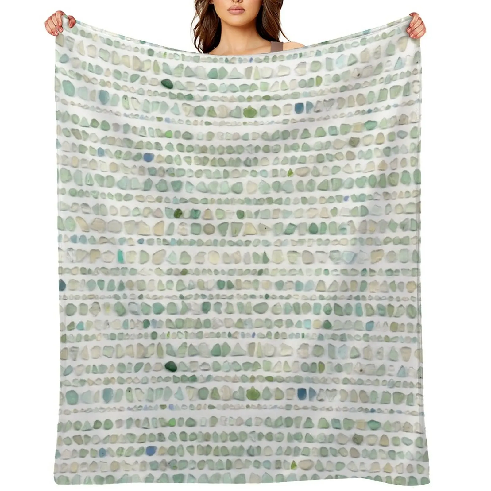 

Sea glass stripe Throw Blanket Soft sofa bed Comforter Blankets