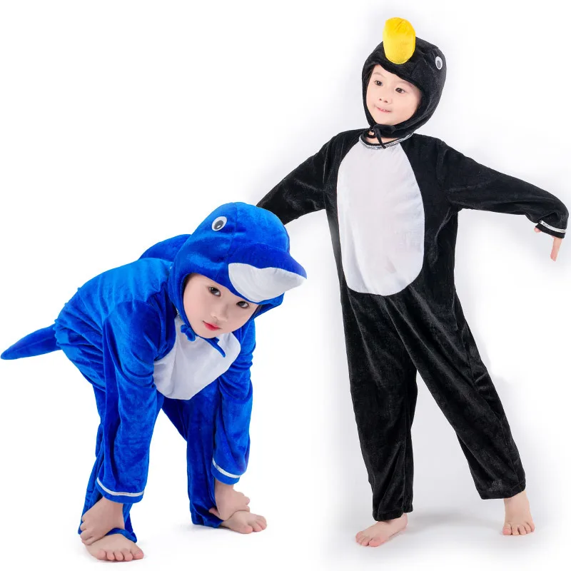 Costume per bambini con prestazioni di animali di Halloween, granchio, delfino, gamberetti, pinguino, costume per adulti, abbigliamento cosplay, costumi animali, tuta