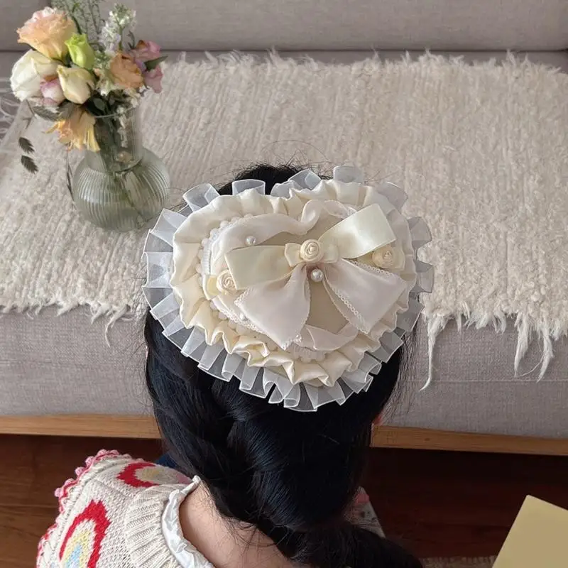 Y88a Gothic Perlen Spitze Huthaarclip für einzigartiges Modeaccessoire