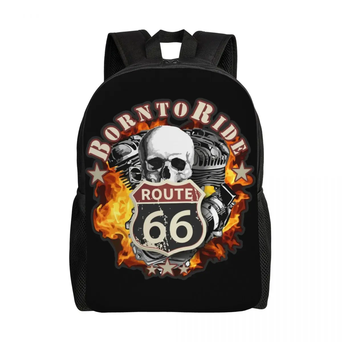 

Vintage Born To Ride Backpack Water Resistant College School Route 66 for Chopper Motorcycle Riders Bag Printing Bookbags