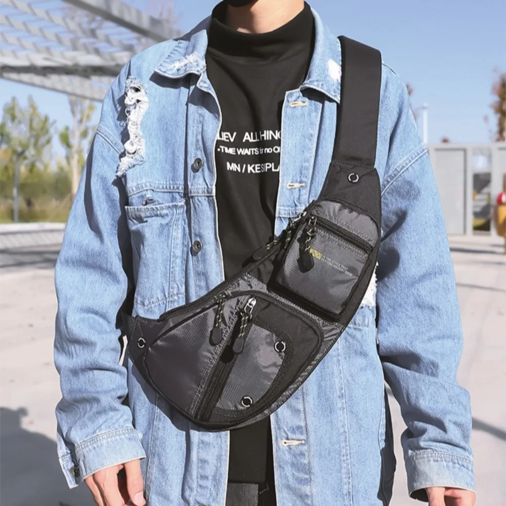 

Прочная мужская нагрудная сумка из ткани Оксфорд с множеством карманов, многофункциональная спортивная, простая и водонепроницаемая сумка через плечо.