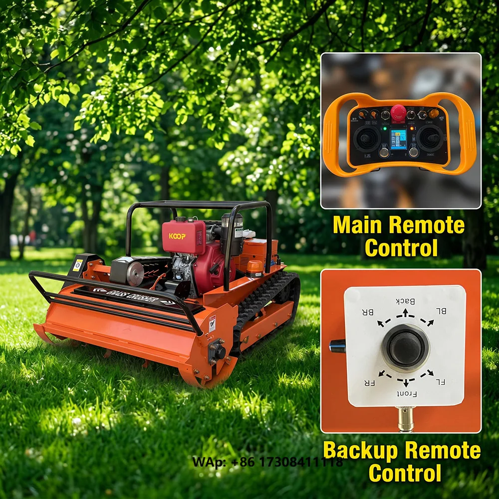 Remote Start Lawn Mower with Backup Wired Remote Control for Highway Roadside and Fruit Forest with CE EPA