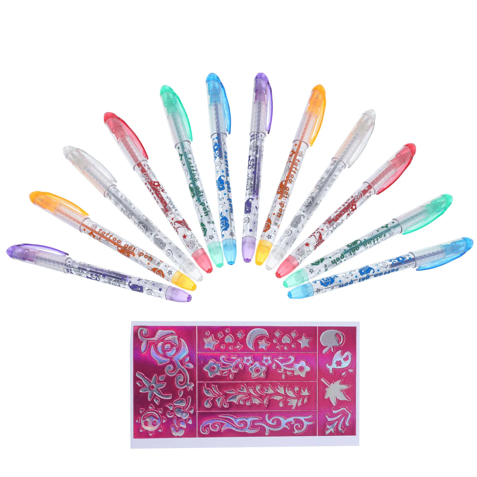 12er-Pack Gelstifte, tragbar, mit komfortablem Griff, temporäre Tattoo-Marker für Kunst, Design, persönliche Ausdrucksformen, Tattoo-Gelstift