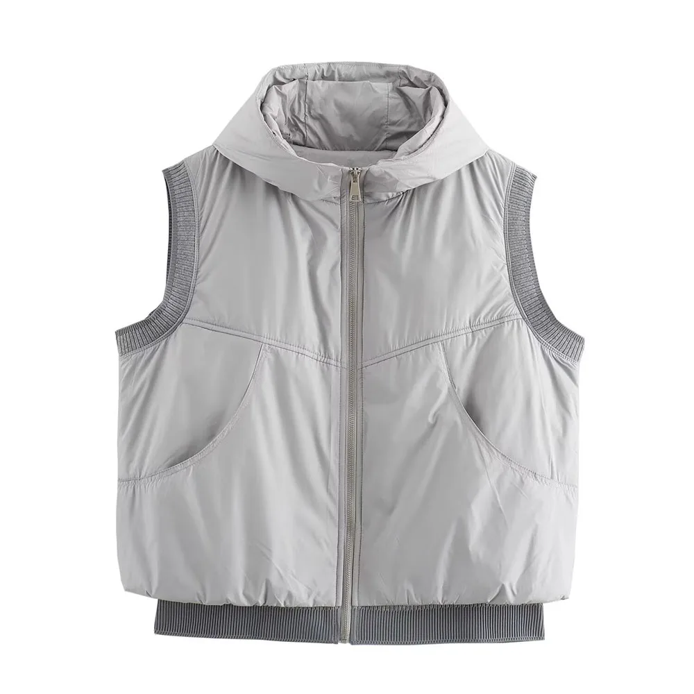

Autumn 2024 new women's fashion, leisure, slim, versatile, loose and casual hooded vest jacket with cotton thread.