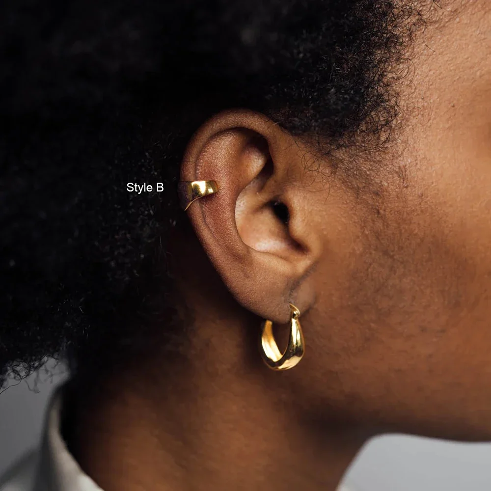 Vintage New Gold Color Mini Circle Hoop Clip Earrings for Women Simple No Piercing Cartilage Ear Cuff Earclips Exquisite Jewelry image 3