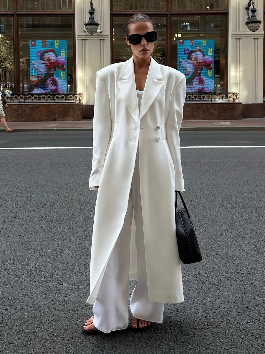 

Light Luxury Long Blazer Autumn and Winter Women Elegant Street Fashion Solid Slim Fit Daily Office Windproof Casual Trench Coat
