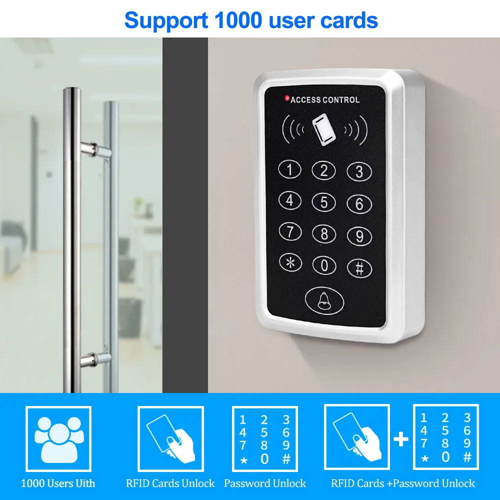 125KHz RFID Access Control Keypad EM Card Reader Door Access Control System Door Lock Opener Keyboard System