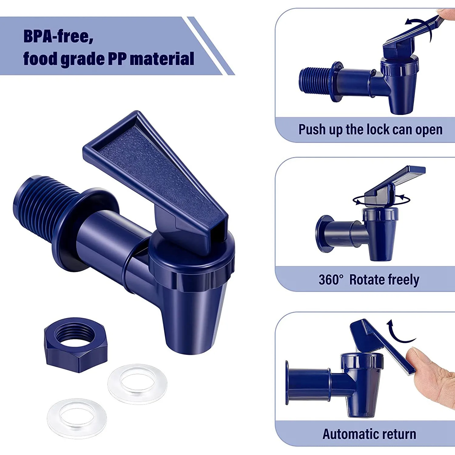 4 Pieces Replacement Cooler Faucet Water Bottle Jug, Dispenser Tap Set, Reusable Spigot Spout Water Beverage Dispenser A