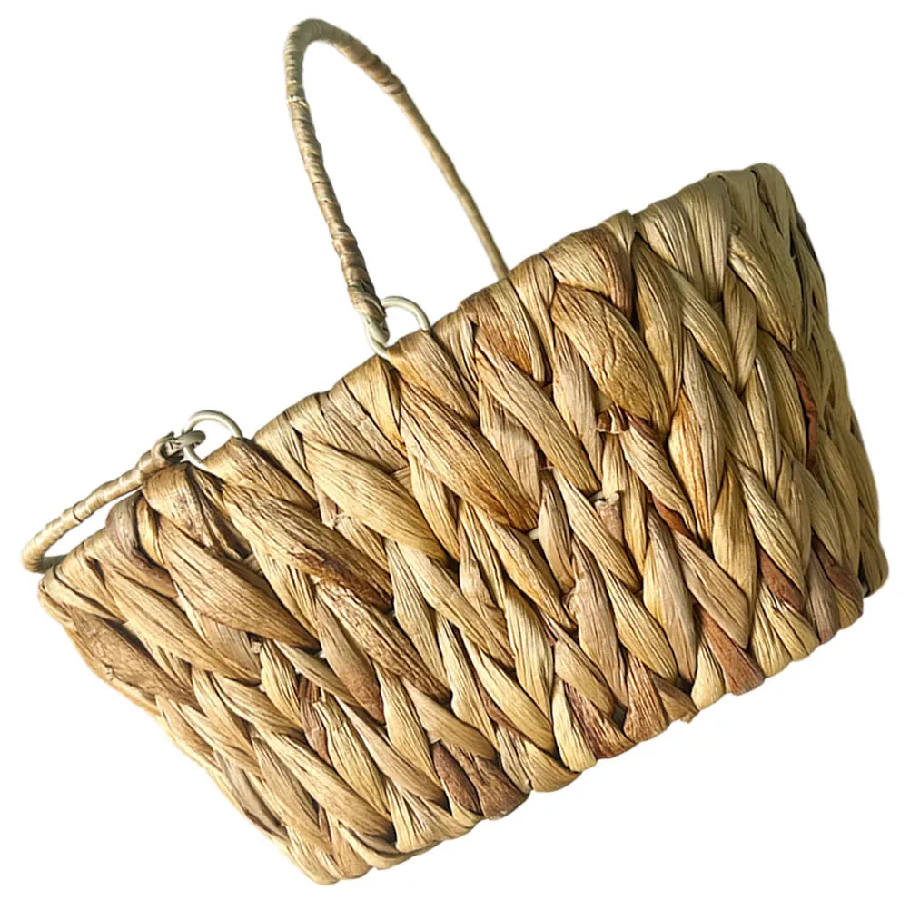 

Woven Storage Basket With Handle Large Capacity For Fruit Egg Home Organizer Sundries Basket Household Decorative Bin