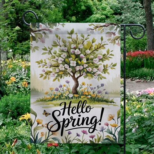 Hello Spring Garden Flag Pink Truck Floral Peony Yard Decor Outdoor House Banner IIX yyi