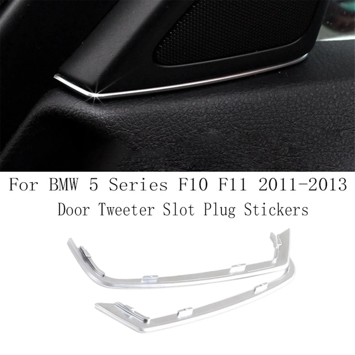 2ชิ้นสติ๊กเกอร์ปลั๊กสล็อตประตูทวีตเตอร์สำหรับ BMW 5ชุด F10 F11 2011-2013 ABS กรอบลำโพงประตูโครเมี่ยม