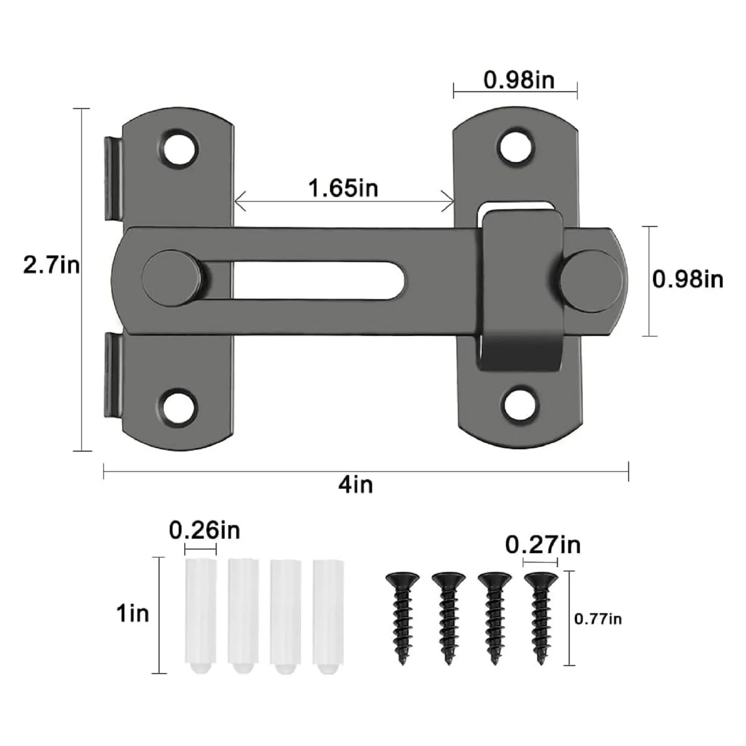 2 Pcs/Set Barn Door Lock, 180 Degree Flip Sliding Barn Door Lock, Barn Door Lock, Sliding Door, Pet Door, Garage, Bathroom, Window, Outdoor (Black)