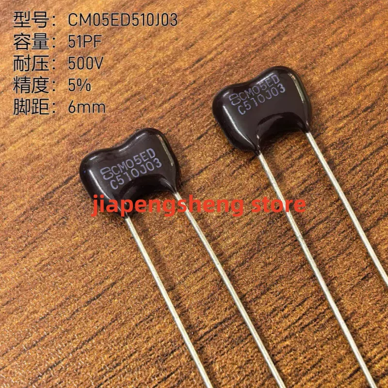 10pcs-capacitor-de-mica-prata-cdm-cdm05ed510j03-51pf-500v-em-substituicao-a-47pf-56pf-com-erro-de-5