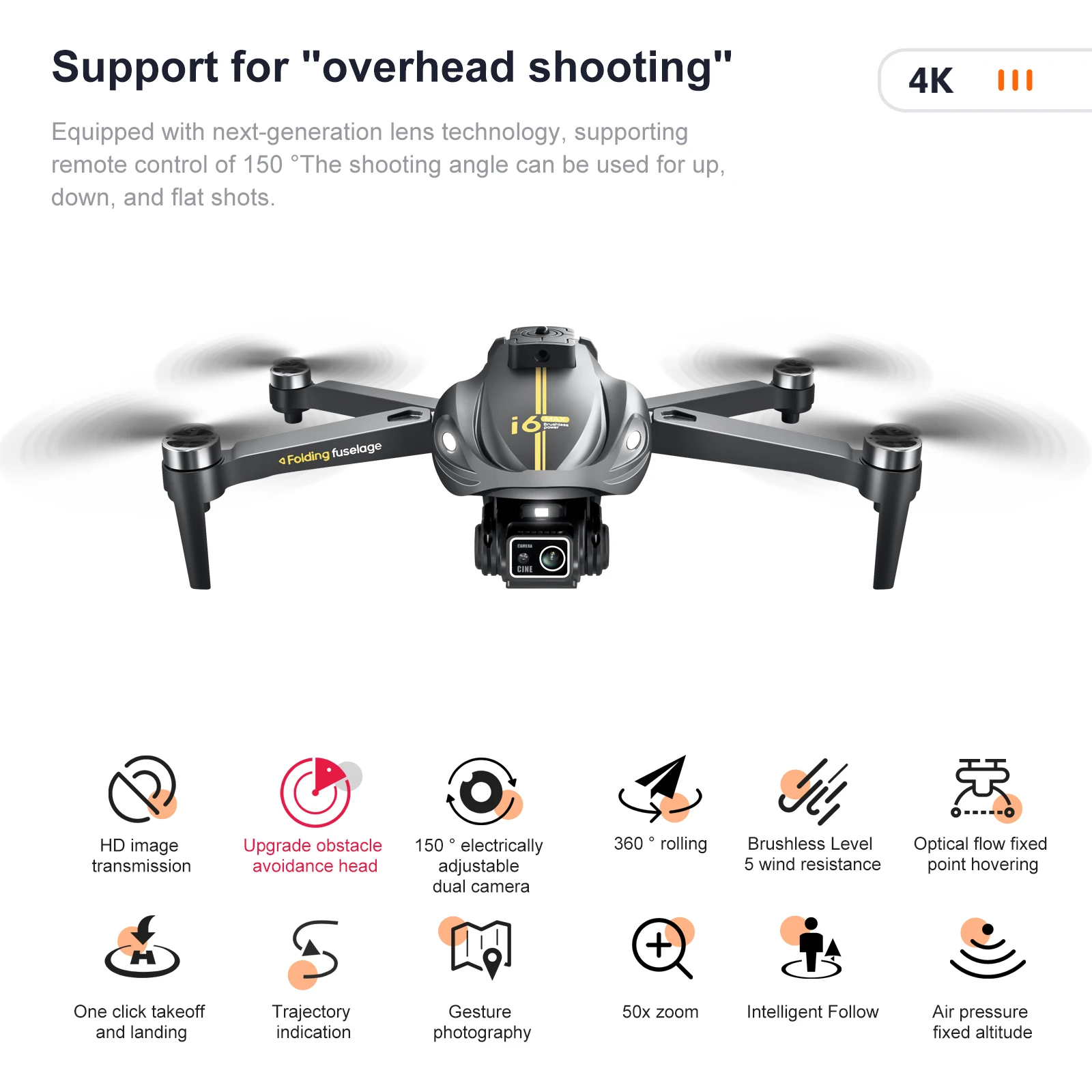 新型i6 Max GPSドローン HDデュアルカメラ360搭載 °   障害物回避スクリーン RC ブラシレス子供のおもちゃクアッドコプター