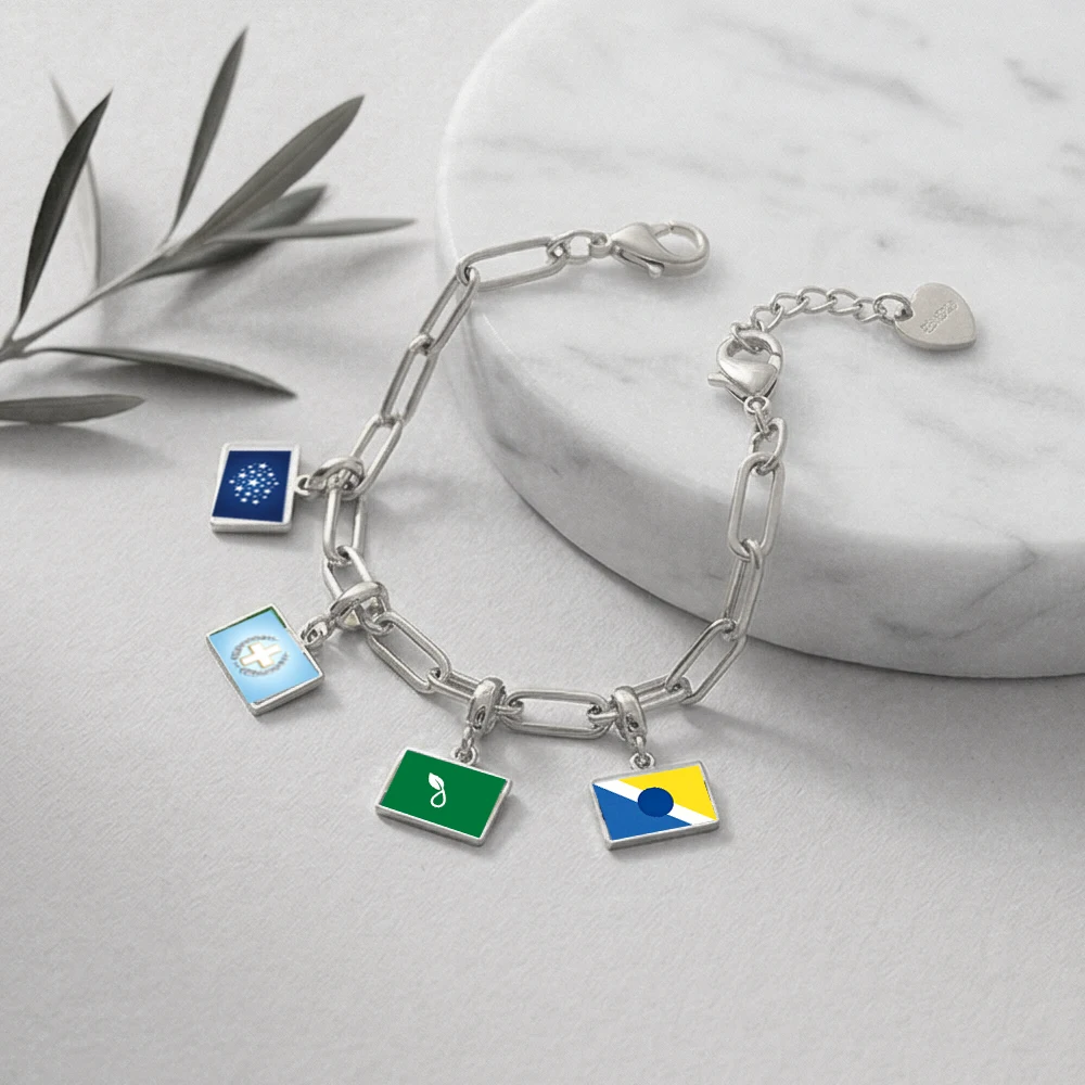 Klassischer INS-Anhänger in Silberfarbe mit Flaggen-Motiv für Damen und Herren, Armband, DIY-Schmuckherstellung, Edelstahl, DIY-Schmuckzubehör, modisch