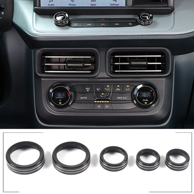 

For 2022 Ford Maverick Aluminum Alloy Black Car Styling Car Air Conditioning Volume Knob Circle Sticker Car Interior Accessories