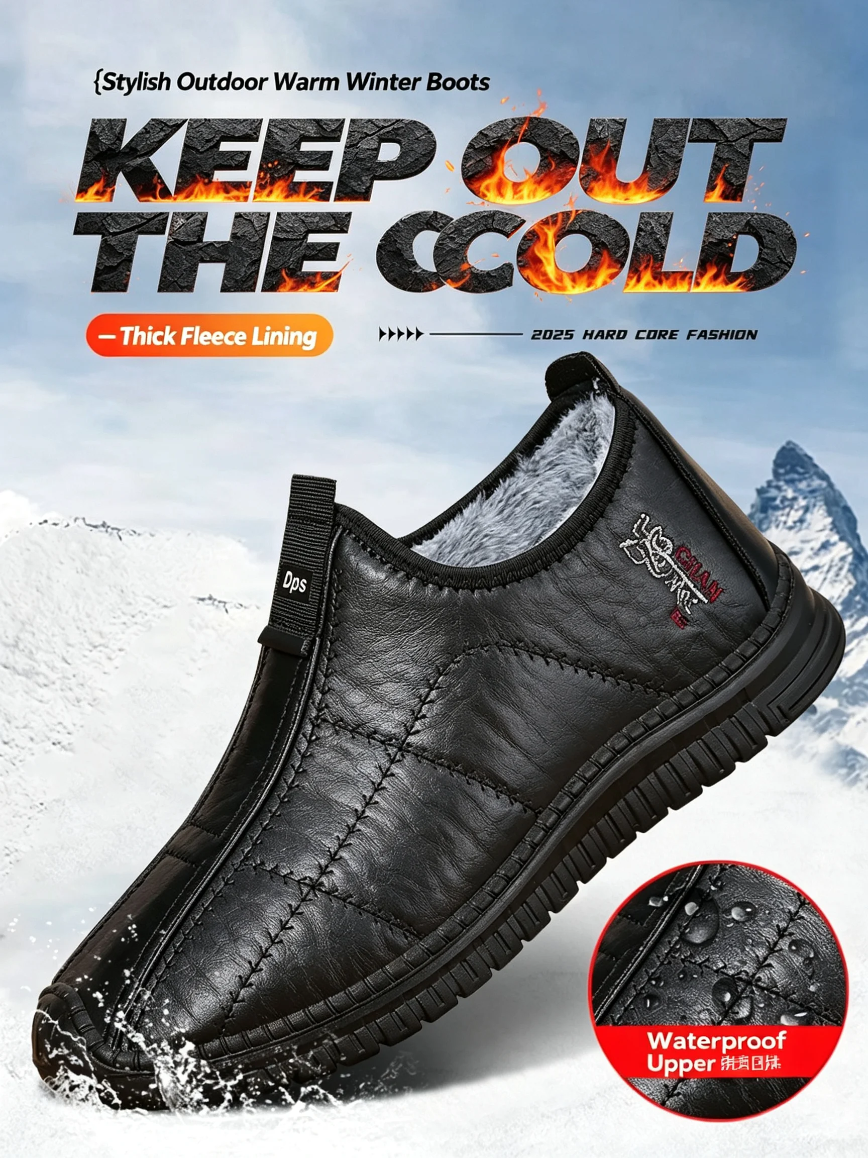 Winterstiefeletten für Herren, mit weichem Innenfutter für Wärme, wasserdichtem Obermaterial, rutschfester, dicker Sohle, ideal als bequeme Freizeit-Schuhe für den täglichen Gebrauch. – Detail 5