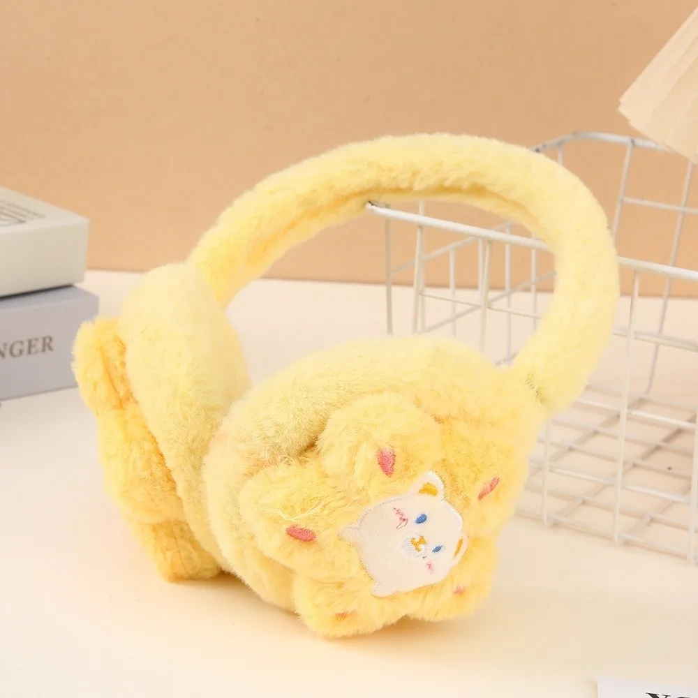 Soft Faux Fur Cartoon Flower Earmuffs Windproof Skin-Friendly Faux Rabbit Fur Ear Warmers Thermal Lining Floral Pattern