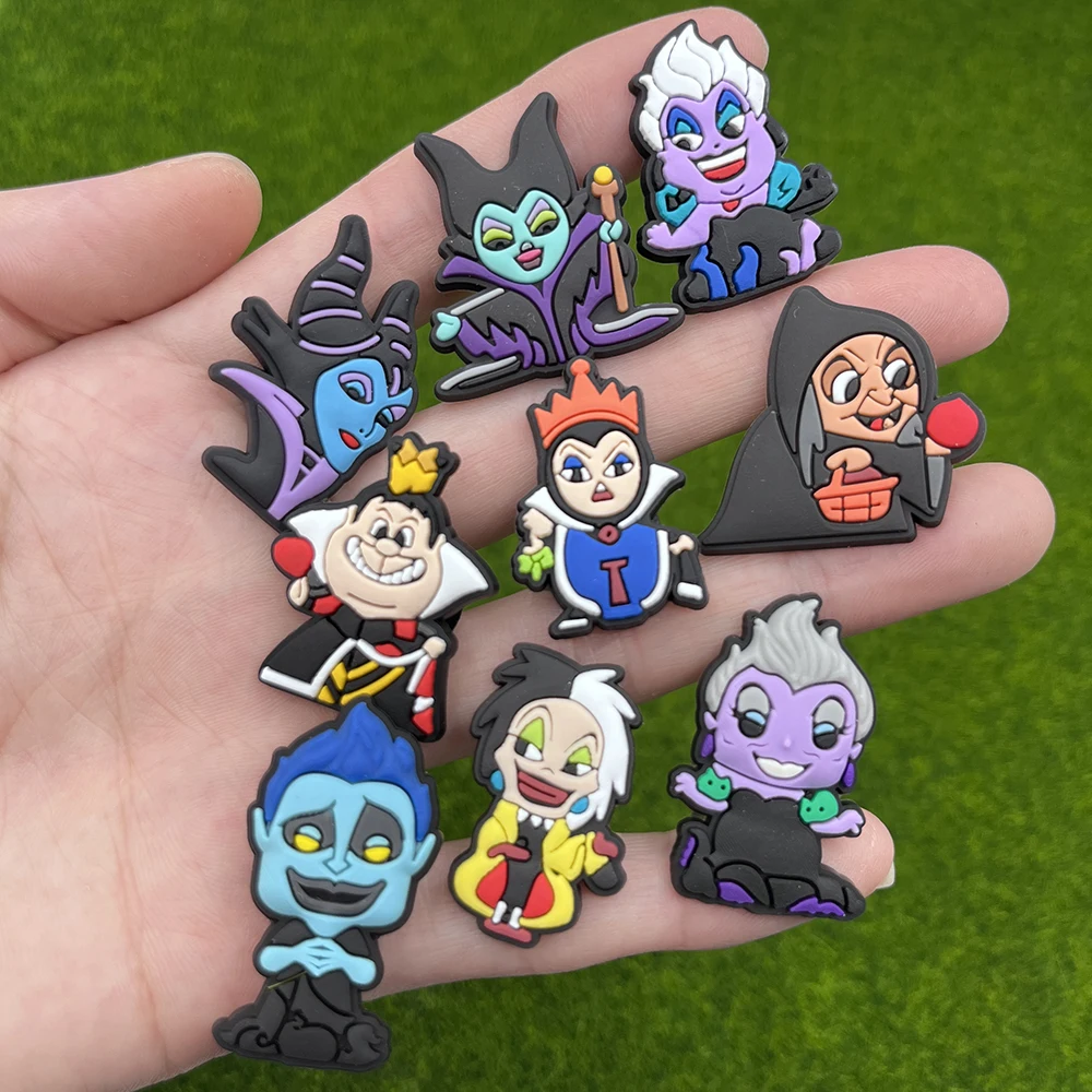 Villain Cartoon Shoe Charms, DIY Cartoon Shoes Acessórios, Decoração para Tampão, Sandálias, Fivela de Jardim, Presentes Infantis, 1-12Pcs